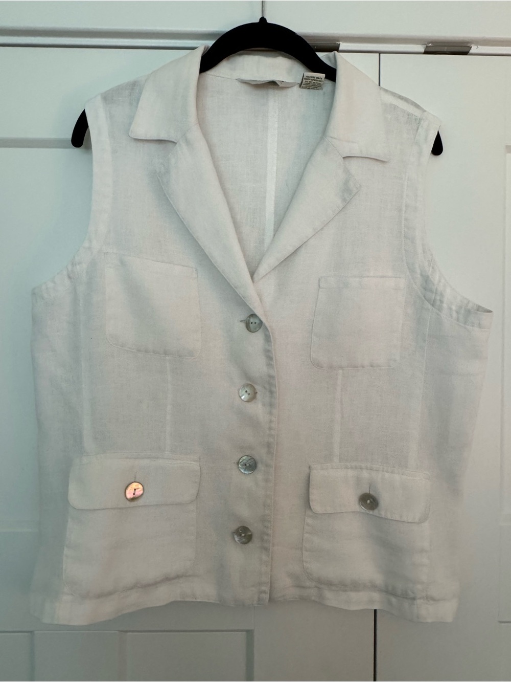 Orvis 100% Linen Button-Front Sleeveless Shirt - White